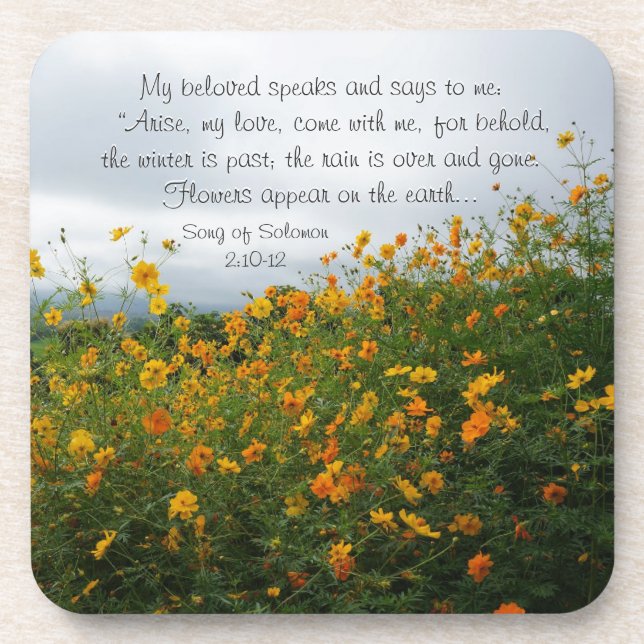 Song of Solomon 2:10-12, Bible Verse, Flowers Coaster (Front)