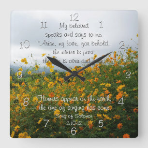 Song of Solomon 2:10-12, Bible Verse, Flowers Square Wall Clock