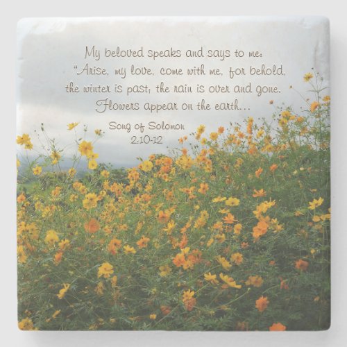 Song of Solomon 210_12 Bible Verse Flowers Stone Coaster