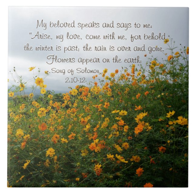 Song of Solomon 2:10-12, Bible Verse, Flowers Tile (Front)