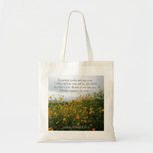 Song of Solomon 2:10-12, Bible Verse, Flowers Tote Bag
