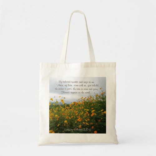 Song of Solomon 210_12 Bible Verse Flowers Tote Bag