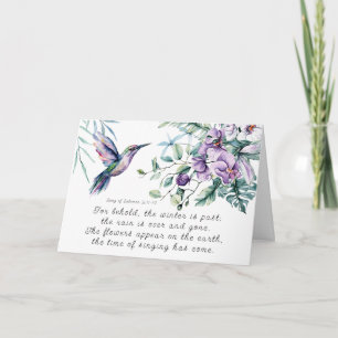 Song of Solomon 2:11-12 Hummingbird Flowers Bible Card