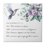Song of Solomon 2:11-12 Hummingbird Flowers Bible Ceramic Tile