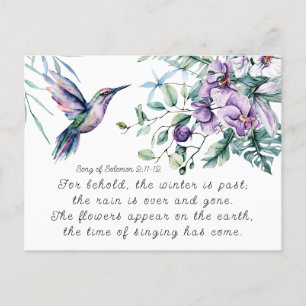 Song of Solomon 2:11-12 Hummingbird Flowers Bible Postcard