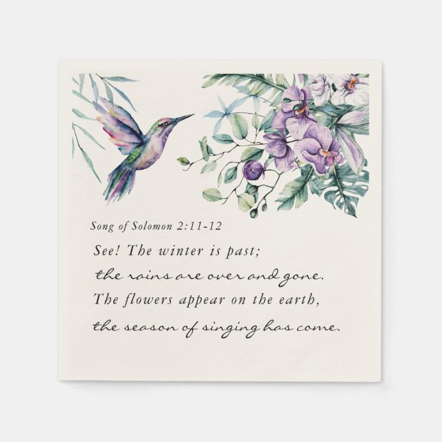 Song of Solomon 2:11-12 Hummingbird Flowers Bibrs  Napkins (Front)