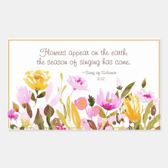 Song of Solomon 2:12 Flowers appear on the earth Rectangular Sticker (Front)
