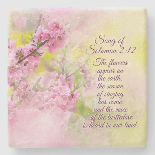 Song of Solomon 212 Flowers appear on the earth Stone Coaster