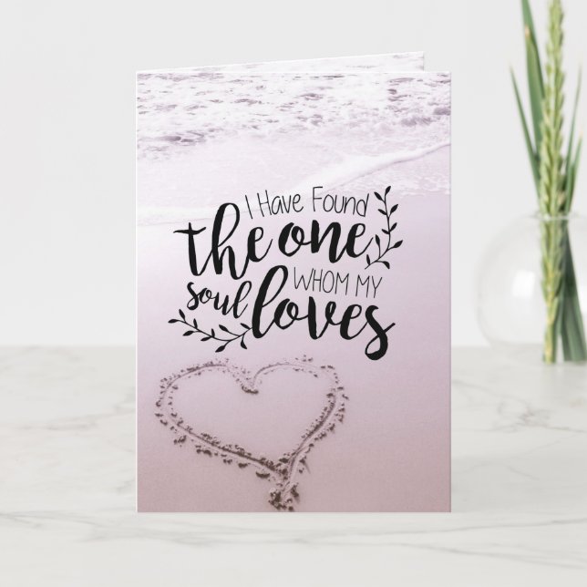 Song of Solomon 3:4 Bible Ocean Beach Wedding Card (Front)