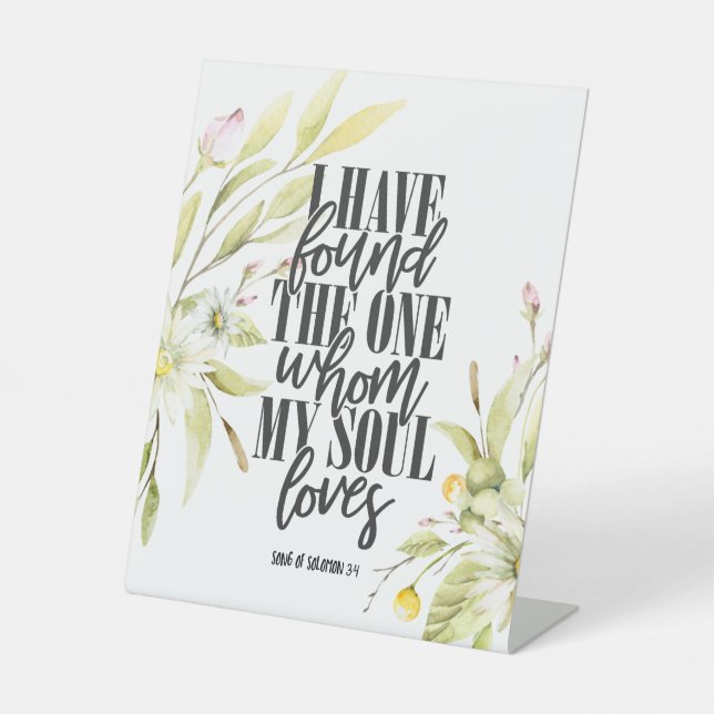 Song of Solomon 3:4 Bible Wildflowers Wedding Pedestal Sign (Front)