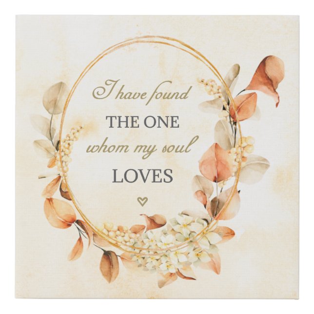 Song of Solomon 3:4 Elegant Autumn Floral Bible Faux Canvas Print (Front)