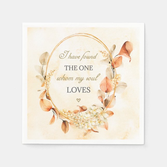 Song of Solomon 3:4 Elegant Autumn Floral Bible  Napkins (Front)