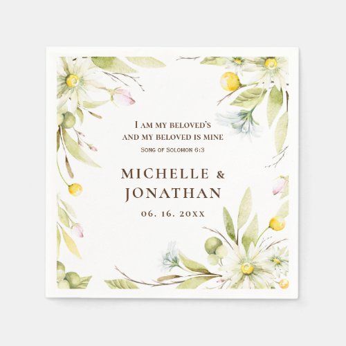 Song of Solomon 63 Bible Wildflower Wedding Napkins