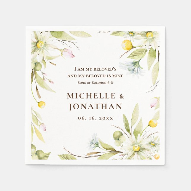 Song of Solomon 6:3 Bible Wildflower Wedding Napkins (Front)