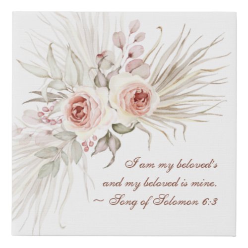Song of Solomon 63 I am my Beloveds Floral Faux Canvas Print