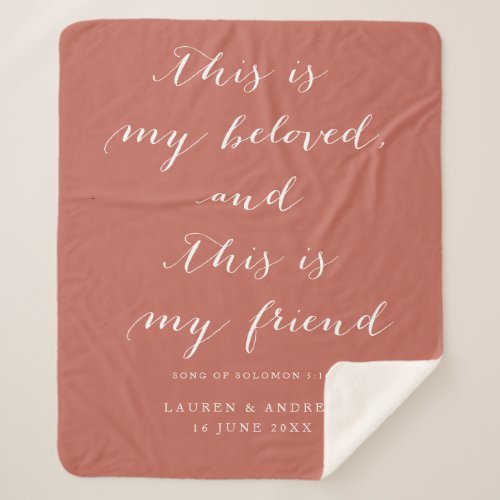 Song of Solomon Scripture Terracotta Wedding Gift Sherpa Blanket