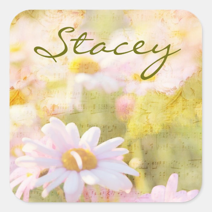 Song of Spring I   Lovely Pale Pink Daisies Asters Square Sticker