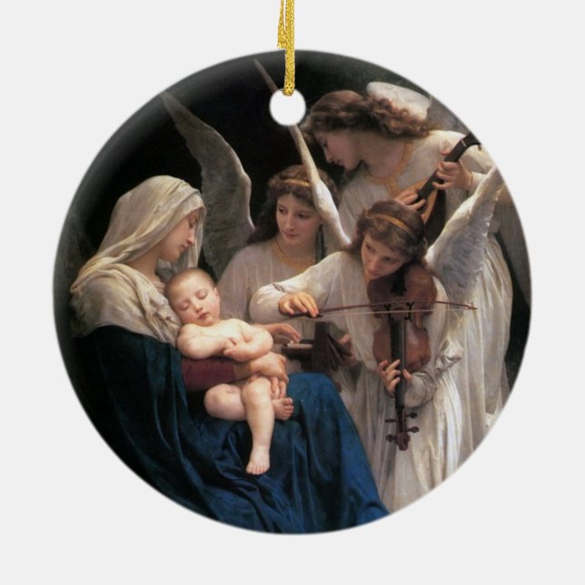 Song of the Angels (1881) by Bouguereau Ceramic Ornament (Back)