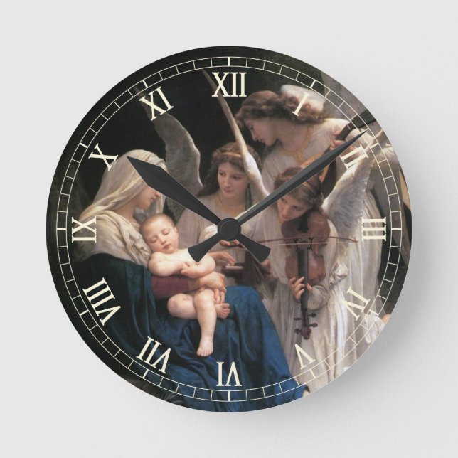 Song of the Angels (1881) by Bouguereau Round Clock (Front)
