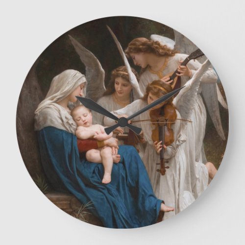 Song of the Angels by William_Adolphe Bouguereau Large Clock