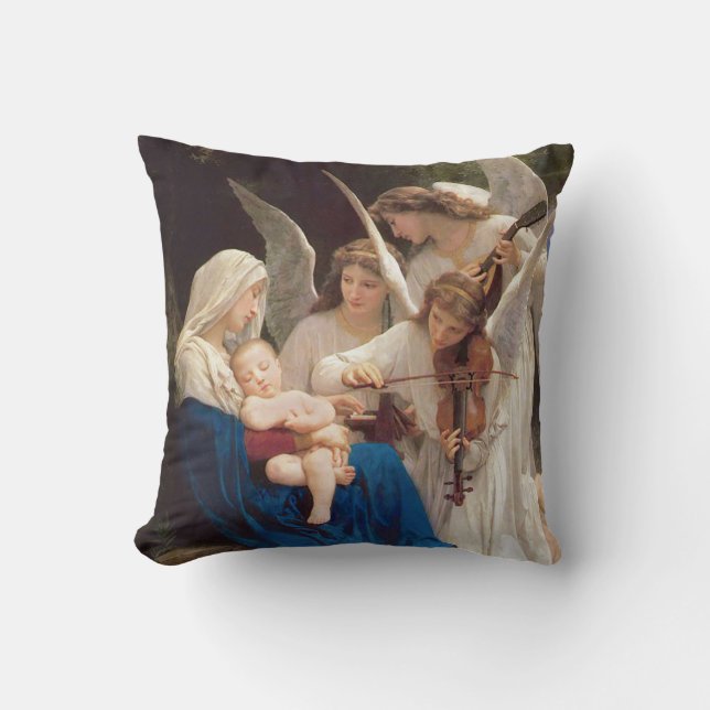 Song of the Angels Christmas Throw Pillow (Front)
