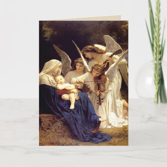Song of the Angels Religious Blessed Mother Holiday Card (Front)