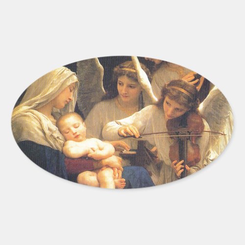Song of the Angels William_Adolphe Bouguereau Oval Sticker