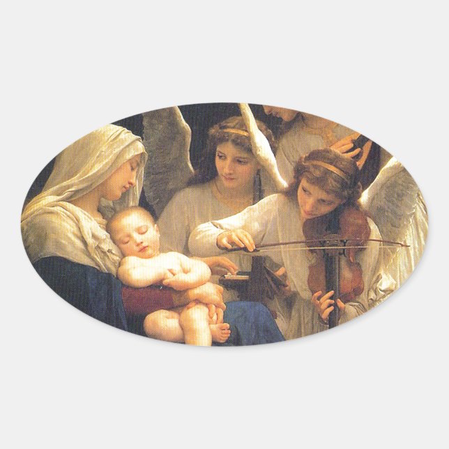 Song of the Angels, William-Adolphe Bouguereau Oval Sticker (Front)