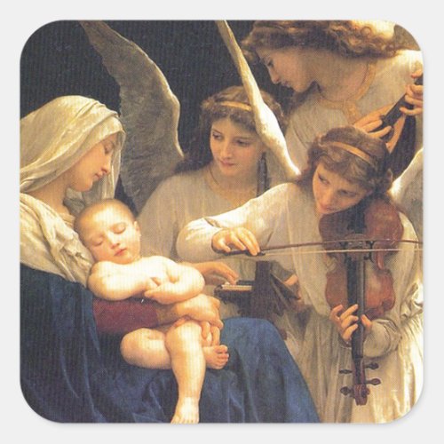 Song of the Angels William_Adolphe Bouguereau Square Sticker