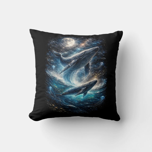 Song of the Cosmic Tide Throw Pillow (Front)