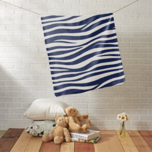 Song of the Sea Navy Blue Nautical Flowing Waves Baby Blanket