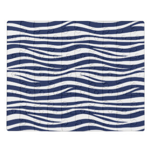 Song of the Sea Navy Blue Nautical Flowing Waves Jigsaw Puzzle
