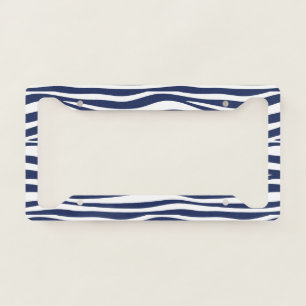 Song of the Sea Navy Blue Nautical Flowing Waves License Plate Frame