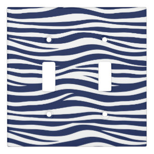Song of the Sea Navy Blue Nautical Flowing Waves Light Switch Cover
