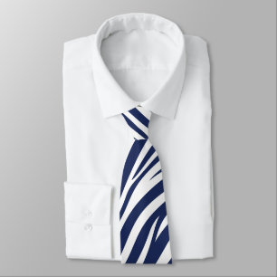 Song of the Sea Navy Blue Nautical Flowing Waves Neck Tie