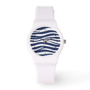 Song of the Sea Navy Blue Nautical Flowing Waves Watch