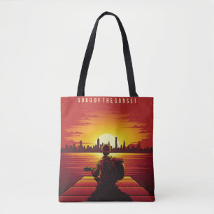 Song of the sunset illustration sunset,alone,boy,g tote bag