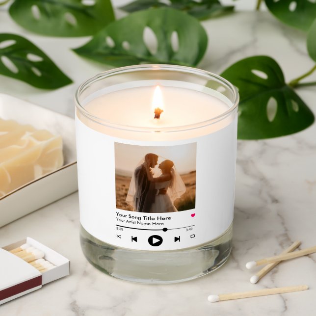 Song Playlist Album Cover Custom Photo Scented Candle (Lit)