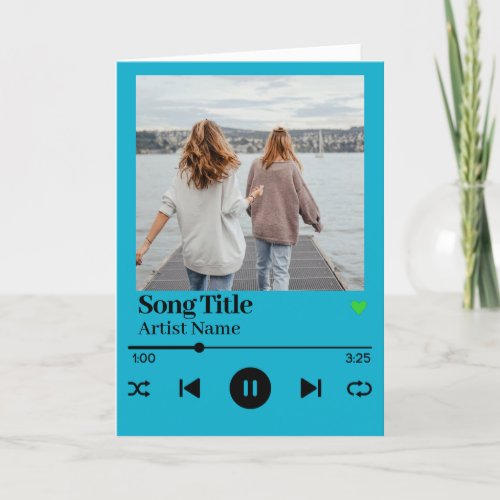 Song Playlist Blue Custom Photo Card