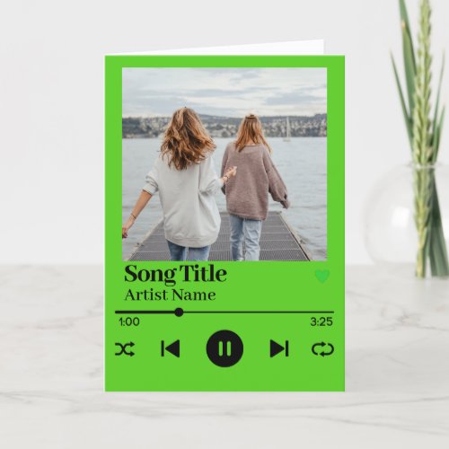 Song Playlist Green Custom Photo Card