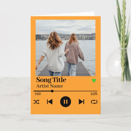 Song Playlist Orange Custom Photo Card