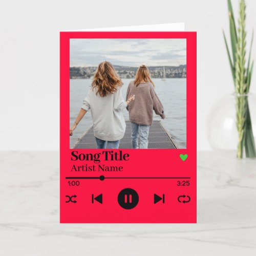 Song Playlist Red Custom Photo Card