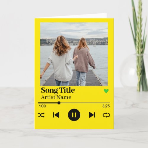Song Playlist Yellow Custom Photo Card