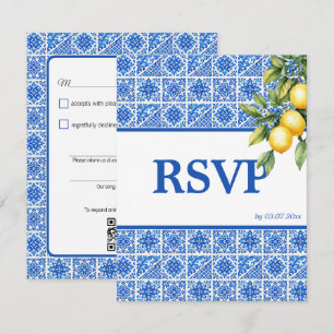 🌈  Song request + QR code Azul & Limone Romance RSVP Card
