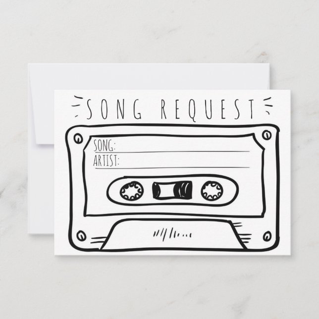 Song request wedding RSVP Insert card Cassette (Front)