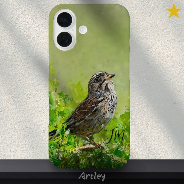 Song Sparrow Bird Painting Custom Name  Case-Mate iPhone Case (Creator Uploaded)