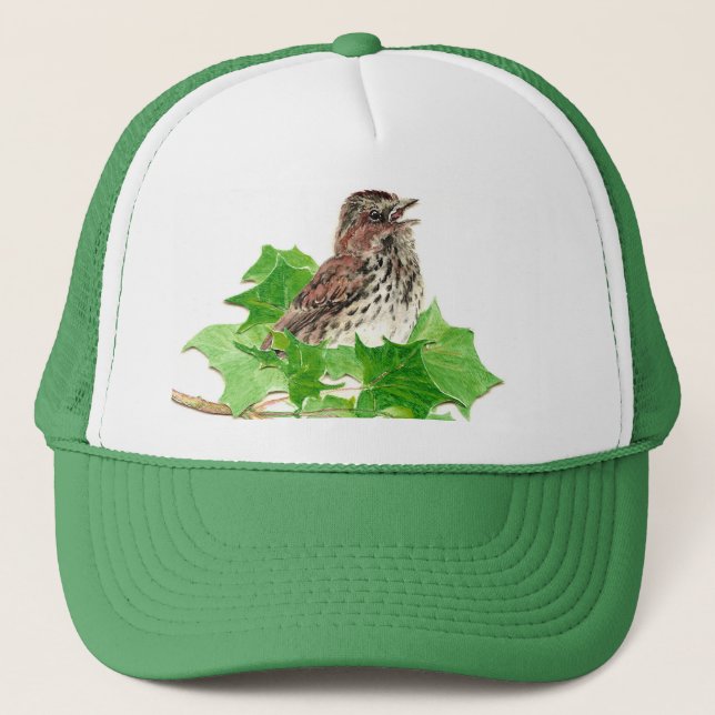 Song Sparrow, Cute Bird, Birder, Nature Trucker Hat (Front)
