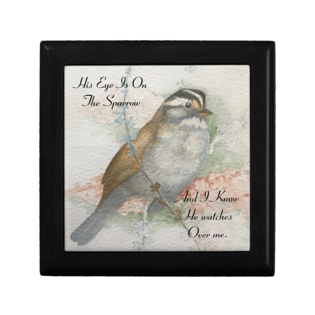 Song Sparrow He Watches Over Me Bible Quote Gift Box (Front)
