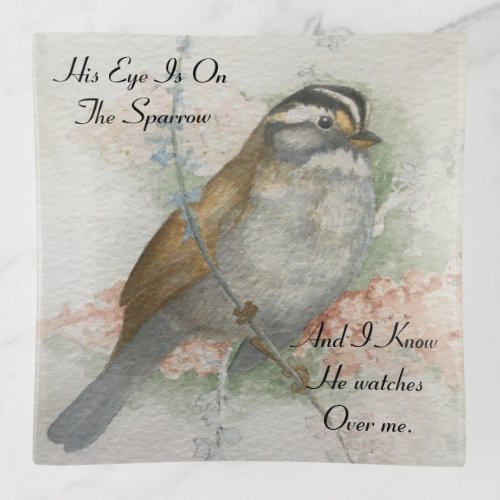 Song Sparrow He Watches Over Me Bible Quote Trinket Tray