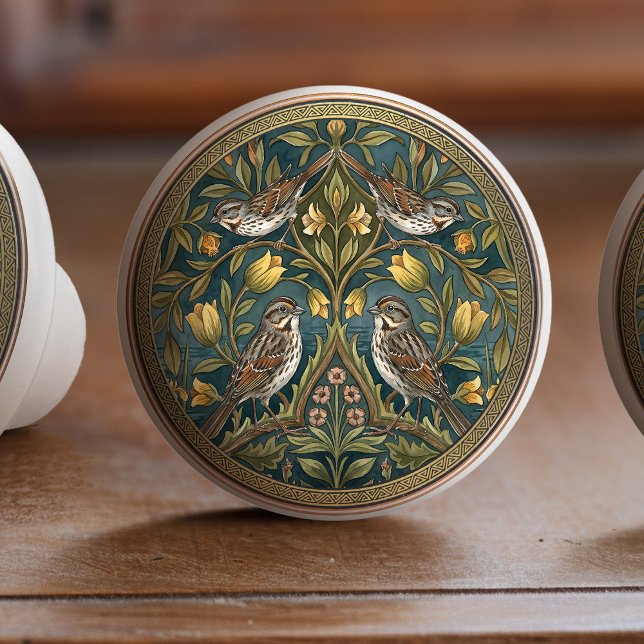Song Sparrows Bird Ceramic Pull Knob (Creator Uploaded)